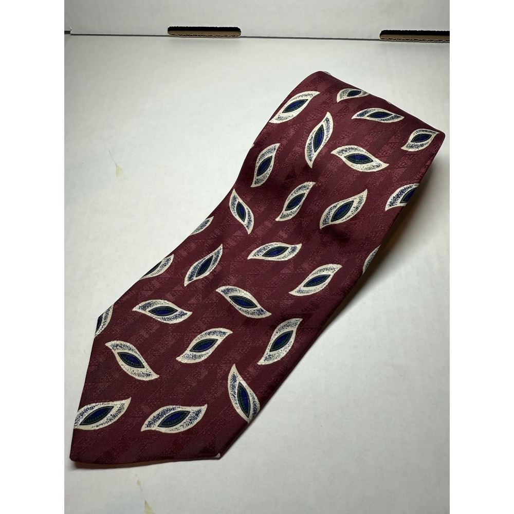 Vintage‎ Robert Talbott Studio Silk Tie Burgundy White Blue Paisley Jacquard USA